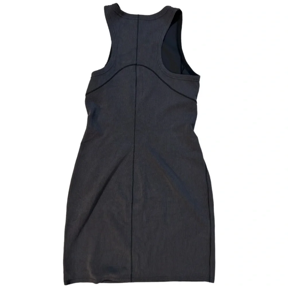 Lululemon Softstreme Ribbed Slim-Fit Racer Back Tank Dress Black Gray Size 8 - Picture 8 of 11
